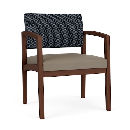 Lesro Lenox Wood Wide Guest Chair Wood Frame, Walnut, RS Night Sky Back, MD Farro Seat LW1201